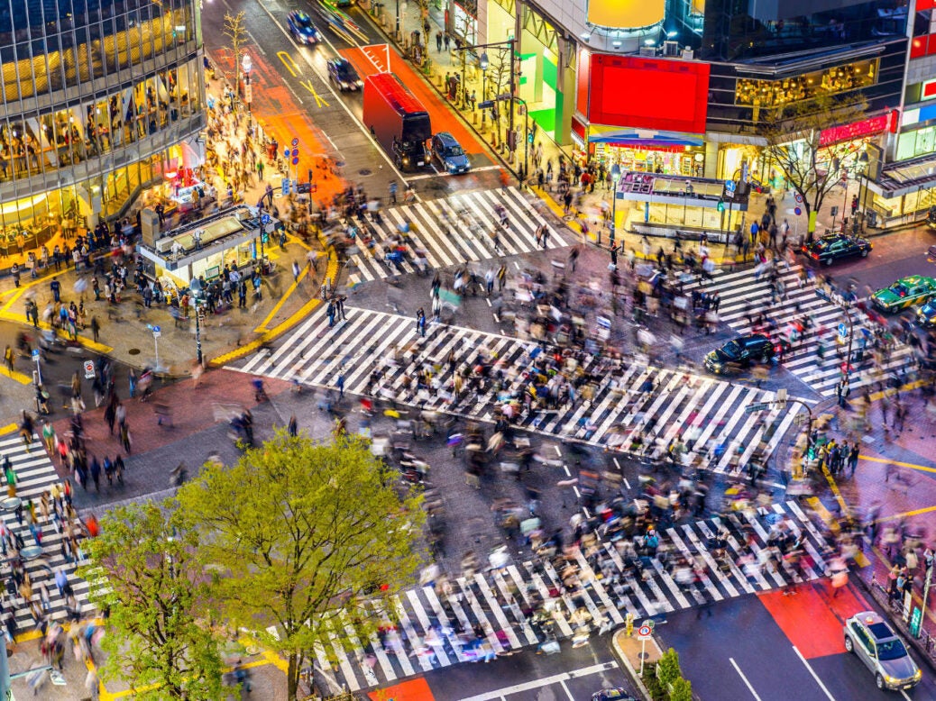 Tokyo's famous intersection outside Shibuya Station