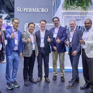 SK Telecom, Supermicro, and Schneider Electric representatives