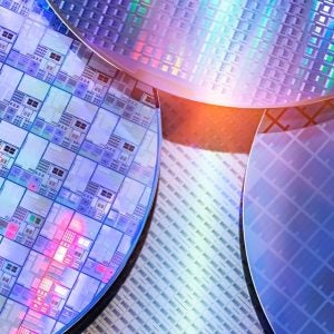 Silicon Monocrystalline Wafer With Microchips Manufacturing Used In Fabrication Of Electronic Integrated Circuits
