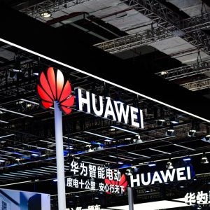 April 29, 2025 in shanghai china，huawei logo at Shanghai International Automobile Industry Expo