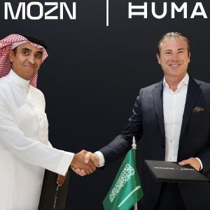 MOZN’s founder and CEO Mohammed AlHussein (left) with HUMAIN CEO Tareq Amin (right).